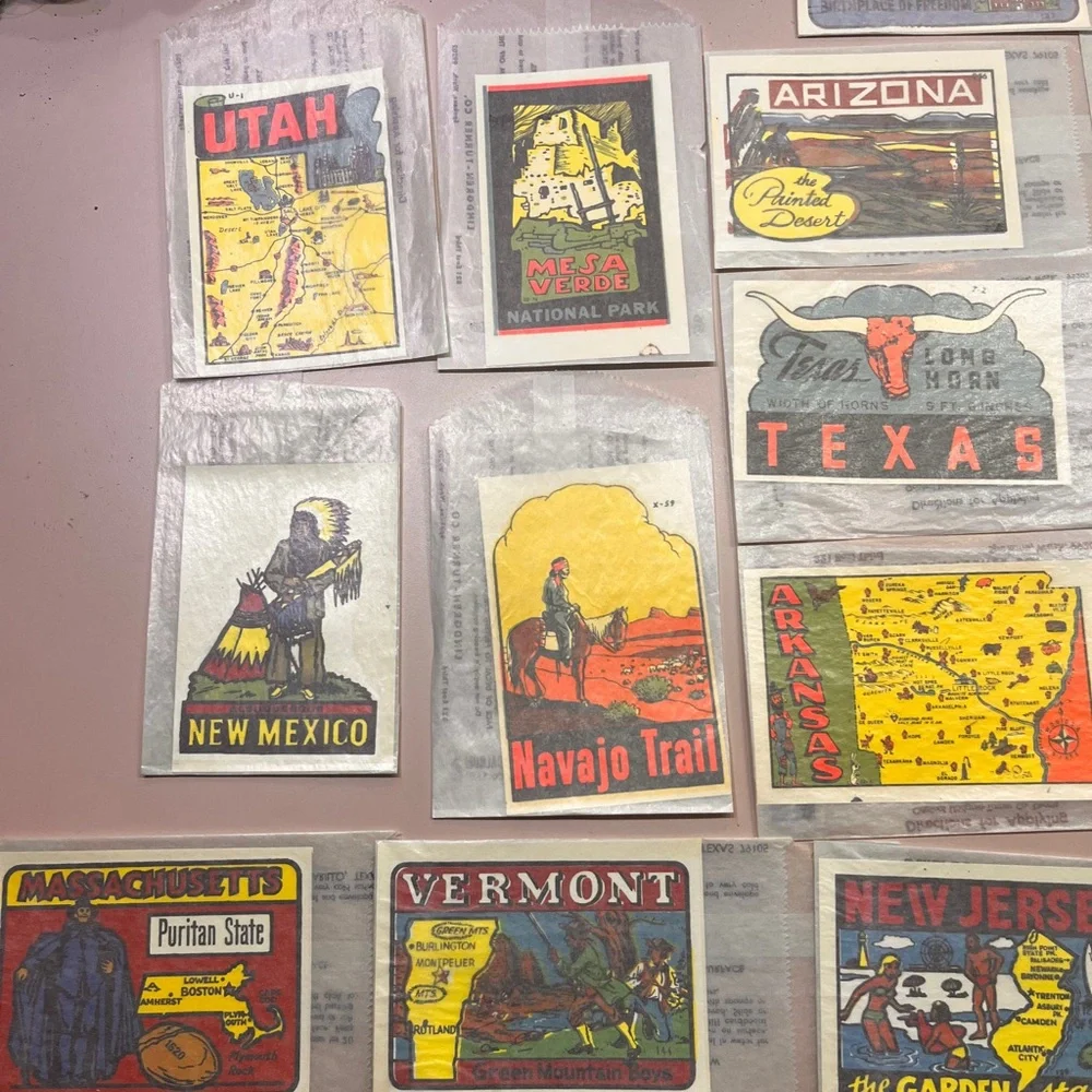 Vintage America State Map Stickers Decals for RV campers camping memorabilia
